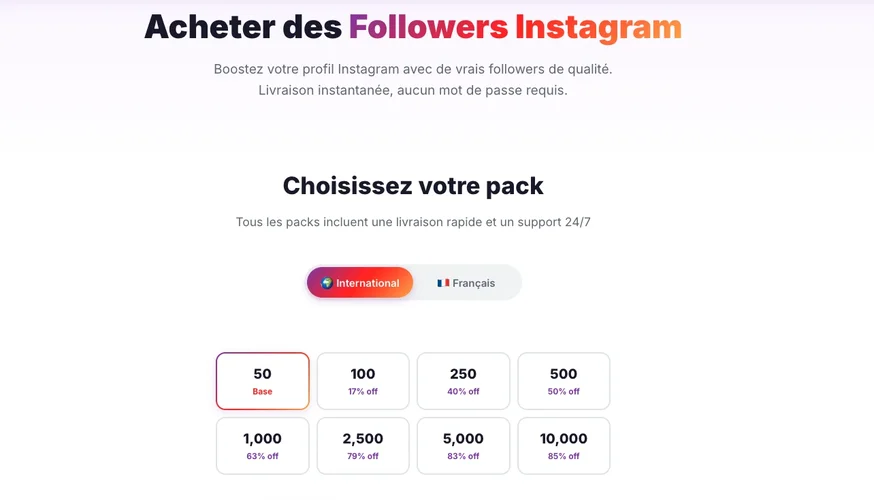 Instagram Follower Pakete wählen
